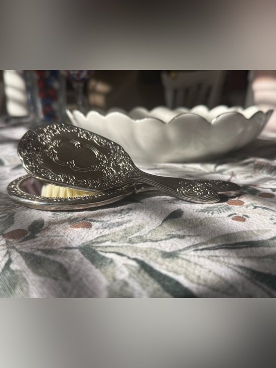 Other - Vintage Ornate Sterling Silver Baby Vanity Set - Brush & Mirror